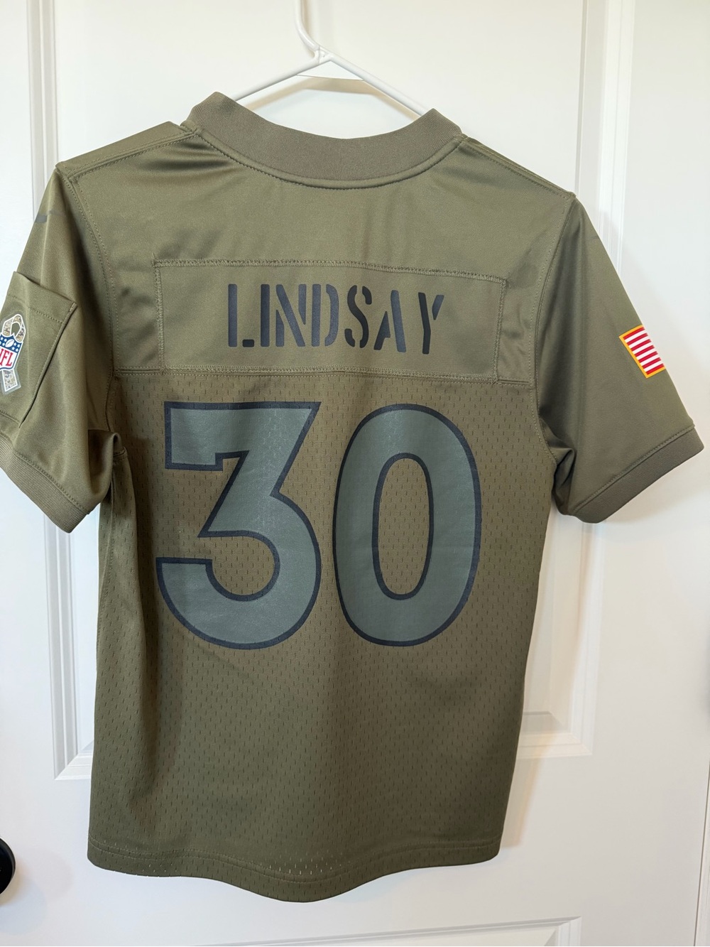 NFL Kids Olive Green #30 Football Jersey with Broncos Patch - Picture 2 of 6